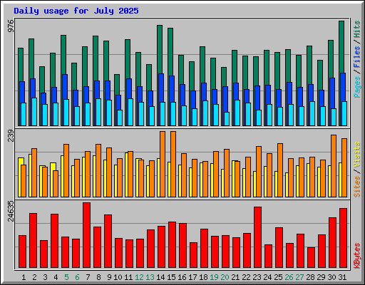 Daily usage for July 2025