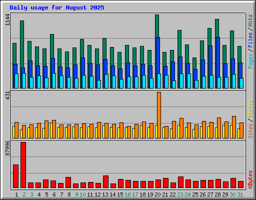 Daily usage for August 2025